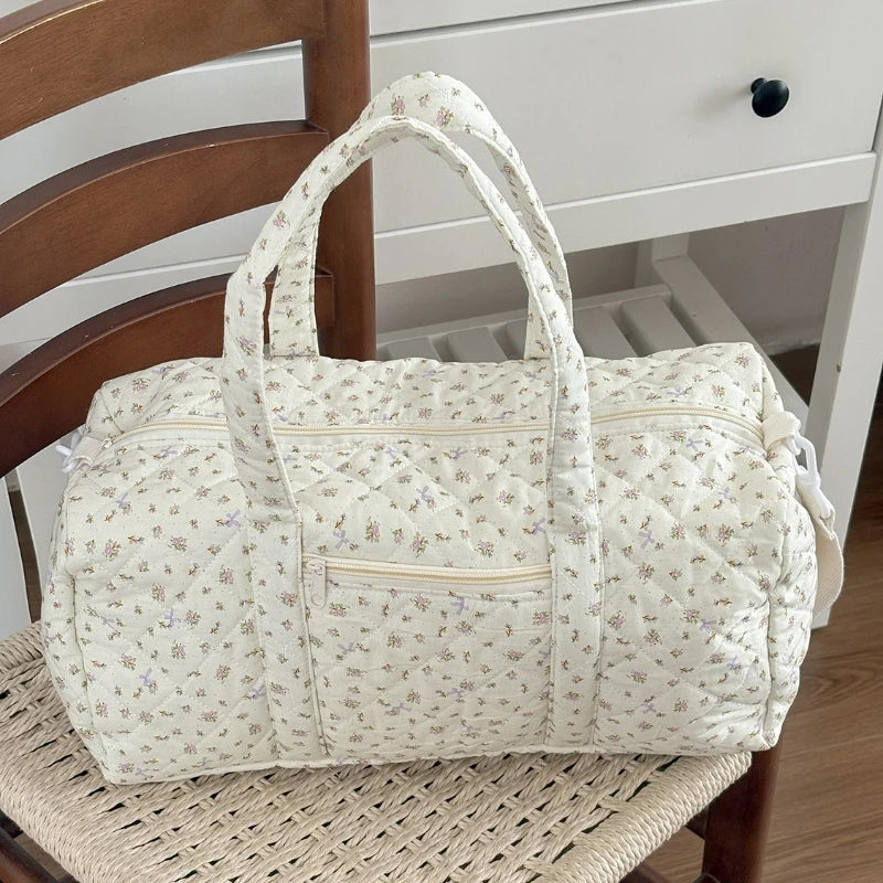 Quilted cotton mommy travel bag β 40x27x22 cm β large capacity β floral print & crossbody