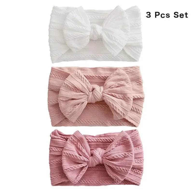3-piece baby headband set β solid color β soft nylon bows β newborn & toddler