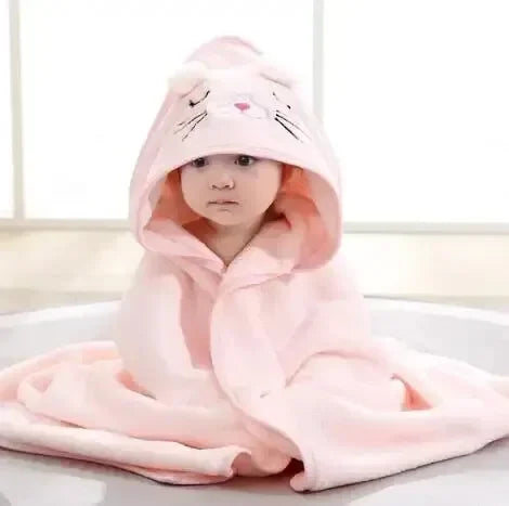 Baby bath cape with hood โ 80x80 cm โ soft and warm for after a bath