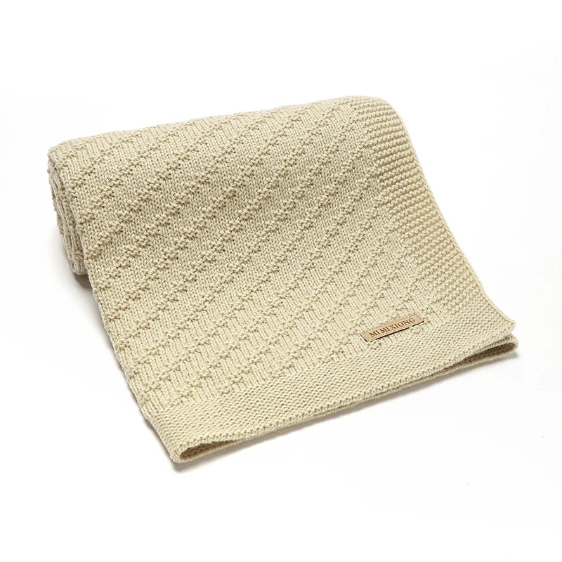 Knitted baby blanket cotton โ 90x70 cm โ for crib, stroller & swaddle