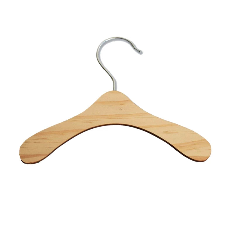 10-Piece Wooden Hangers – Non-Slip Hangers for Doll Dresses &amp; Accessories
