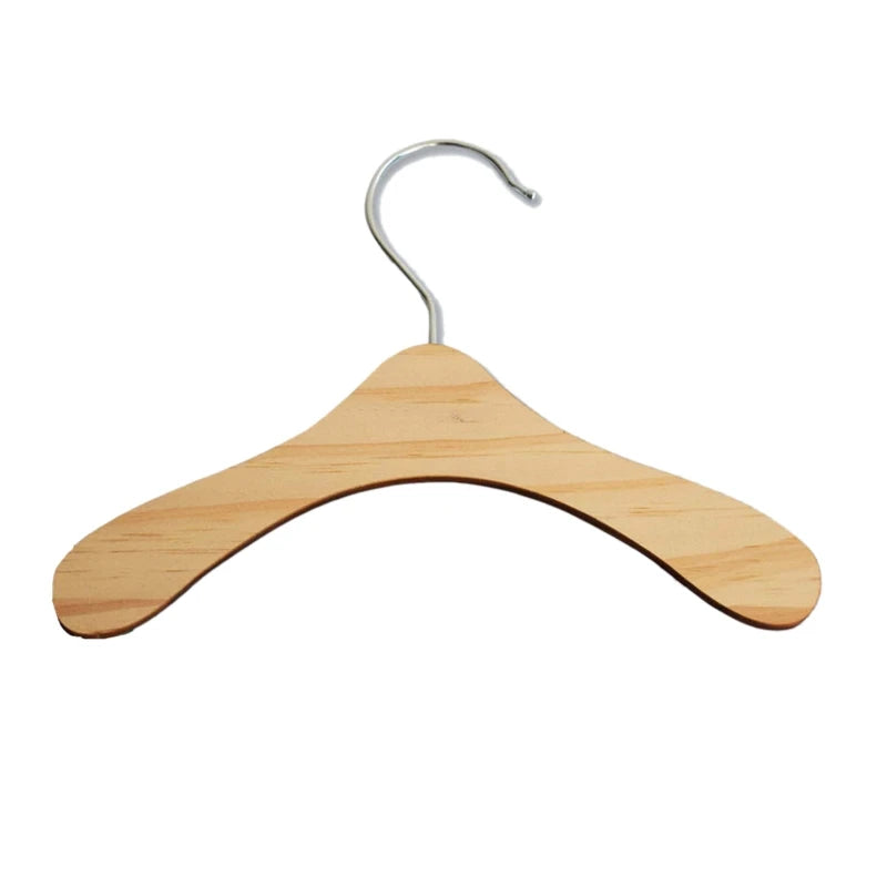 10-Piece Wooden Hangers – Non-Slip Hangers for Doll Dresses &amp; Accessories