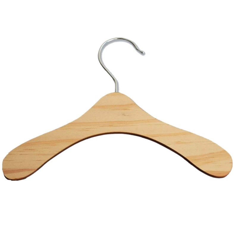 10-Piece Wooden Hangers – Non-Slip Hangers for Doll Dresses &amp; Accessories