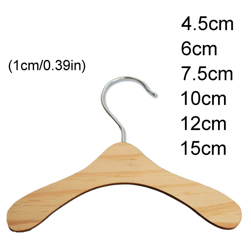 10-Piece Wooden Hangers – Non-Slip Hangers for Doll Dresses &amp; Accessories