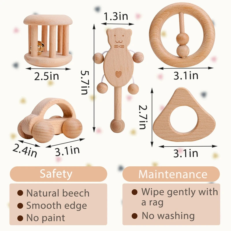 Wooden baby teether – educational &amp; safe