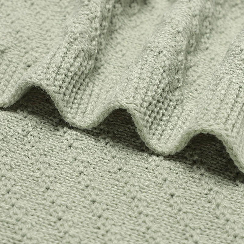 Knitted baby blanket cotton – 90x70 cm – for crib, stroller &amp; swaddle