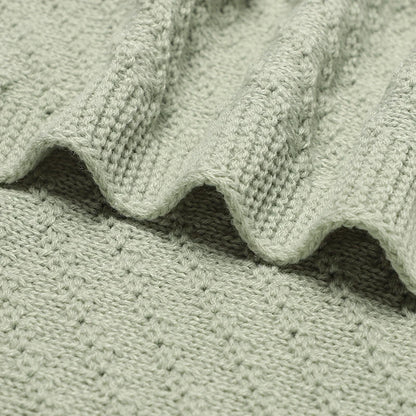 Knitted baby blanket cotton – 90x70 cm – for crib, stroller &amp; swaddle
