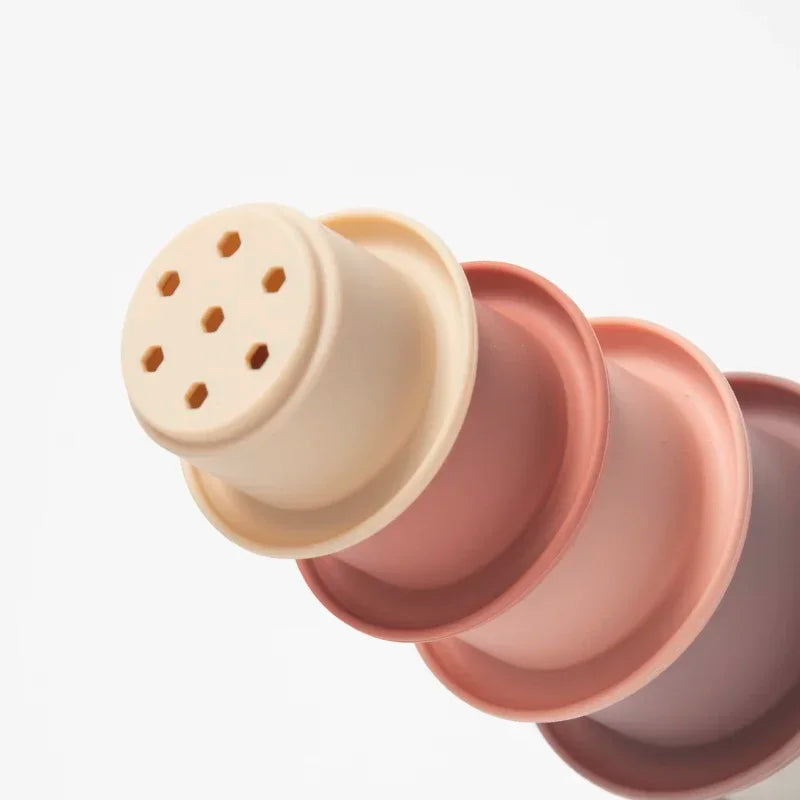 Silicone Stacking Cups – BPA-Free – 7-Piece – Educational Building Toy for Babies &amp; Toddlers 