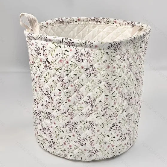 Floral print storage basket – 28x28 cm – cotton basket for diapers, toys &amp; baby items