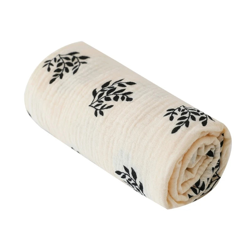 Cotton swaddle blanket – 85x65 – muslin with floral print – newborn &amp; crib blanket – breathable
