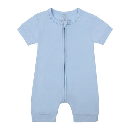 Baby summer romper – short sleeves – bamboo fiber with zipper – 3–24 months 