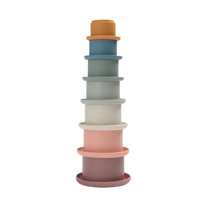 Silicone Stacking Cups – BPA-Free – 7-Piece – Educational Building Toy for Babies &amp; Toddlers 
