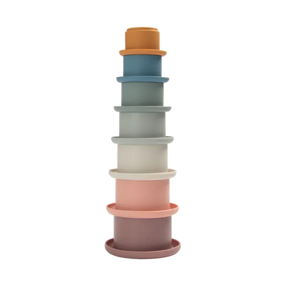 Silicone Stacking Cups – BPA-Free – 7-Piece – Educational Building Toy for Babies &amp; Toddlers 