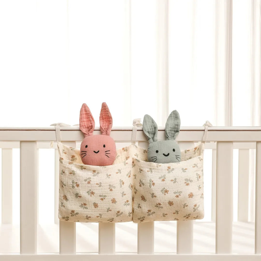 Baby box storage bag – 39x20 cm – double compartments – soft cotton organizer