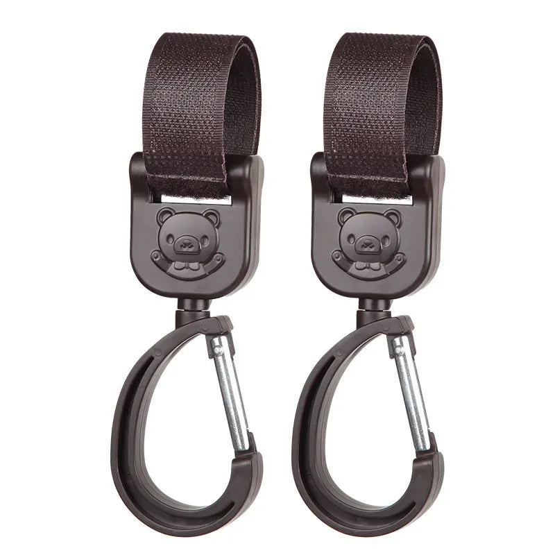 Swivel stroller hooks – universal bag carriers – sturdy hanging hooks for buggies and strollers