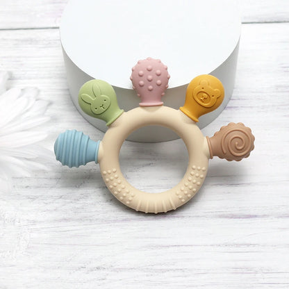 Multicolor Silicone Baby Ring Teether – Sensory Toy for Teething &amp; Gum Relief