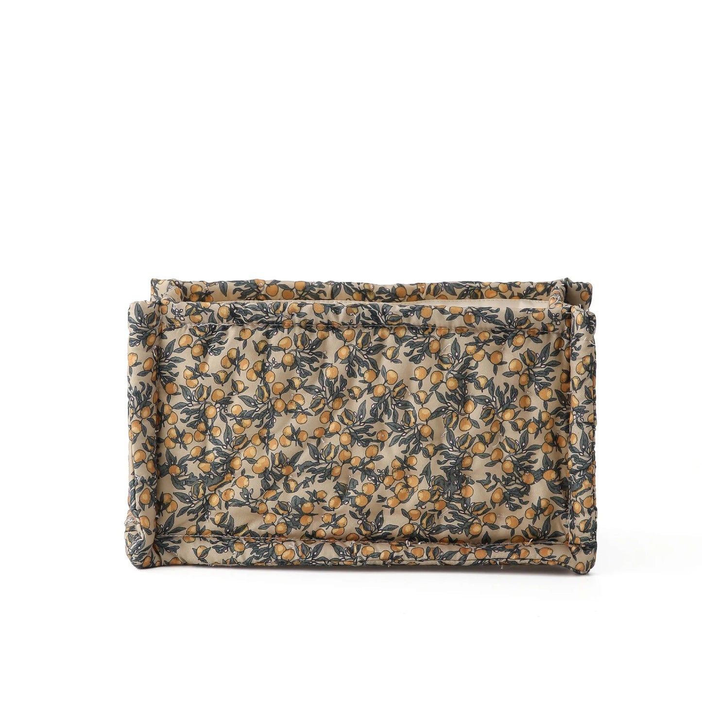 Cotton storage basket with floral print - quilted - multifunctional for diapers, care