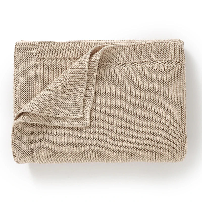 Knitted baby blanket cotton – 100x80 cm – for crib, stroller &amp; swaddle