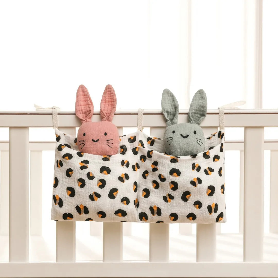 Baby box storage bag – 39x20 cm – double compartments – soft cotton organizer