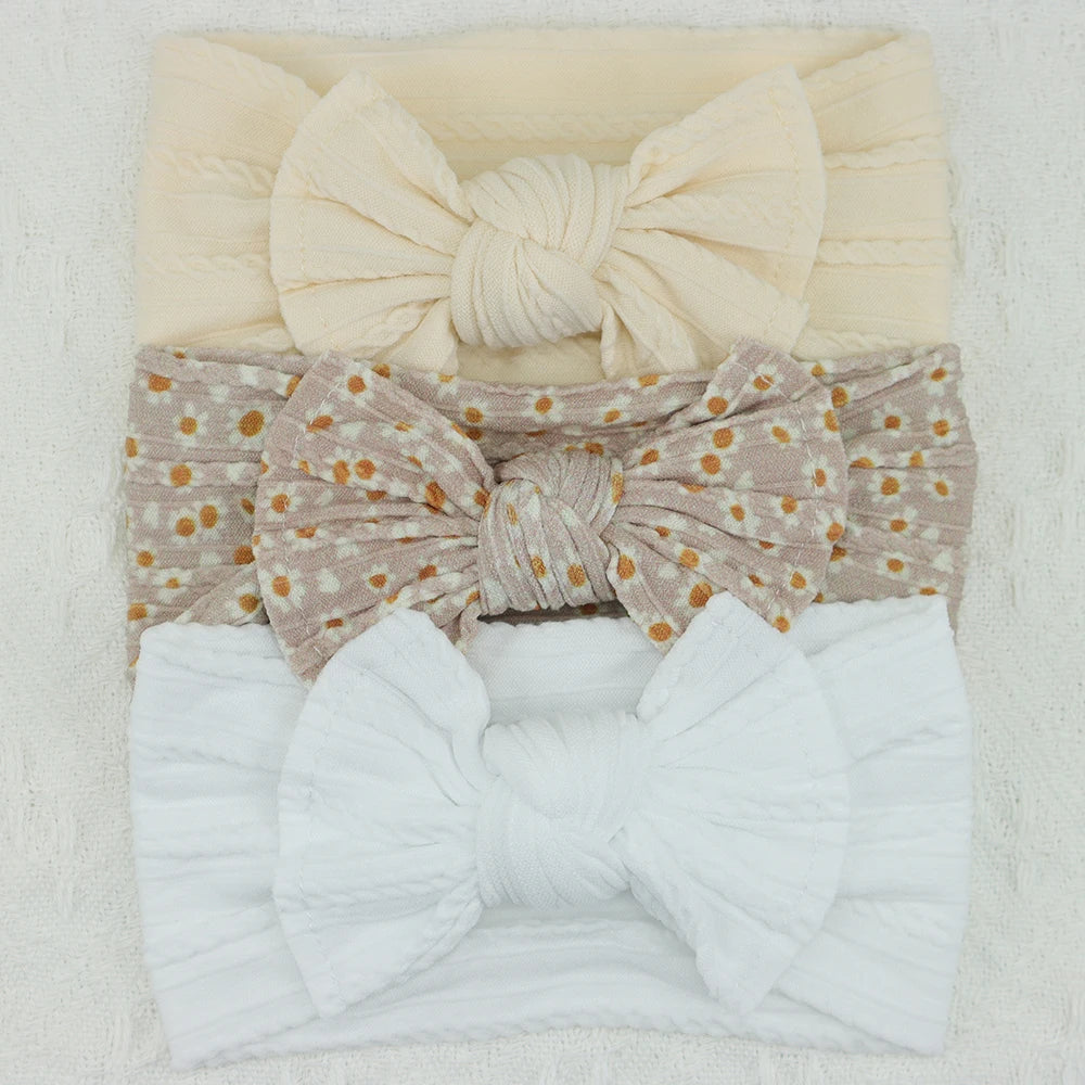 3-piece baby headband set – bows &amp; elastic band – newborn gift &amp; hair accessory