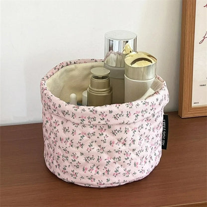 Floral print storage basket - for make-up, toiletries or baby items