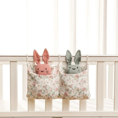 Baby box storage bag – 39x20 cm – double compartments – soft cotton organizer