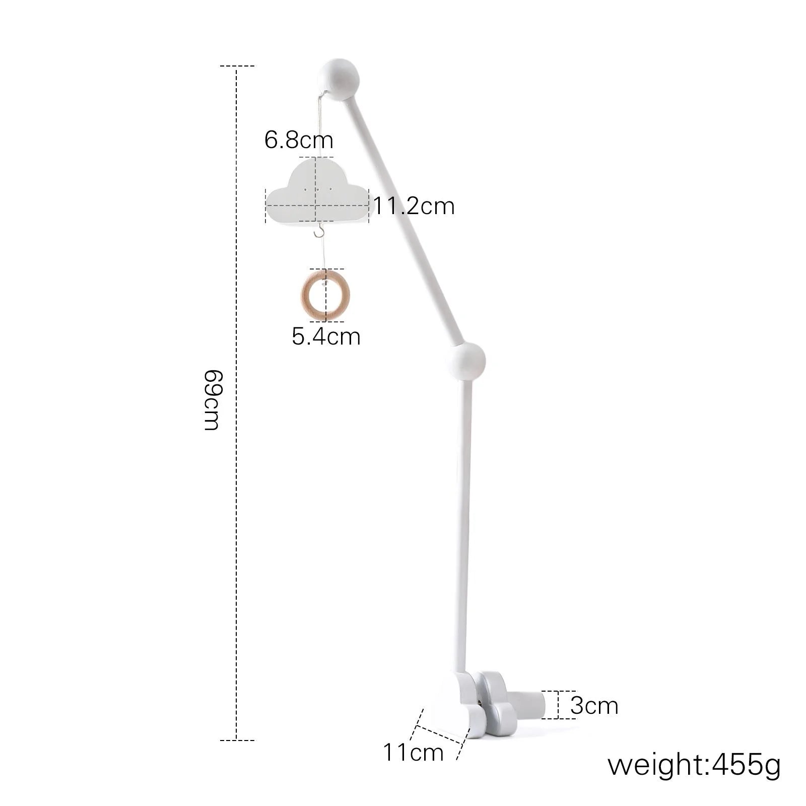 Wooden mobile – with bunnies and playful figures – for a crib or dresser