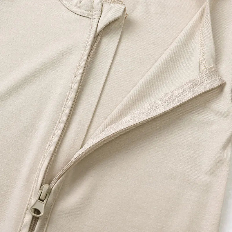 Baby summer romper – short sleeves – bamboo fiber with zipper – 3–24 months 