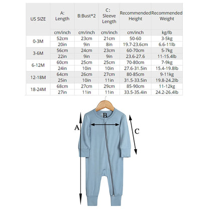 Babygrow - Bamboo with zipper - breathable &amp; unisex 0–24 months 
