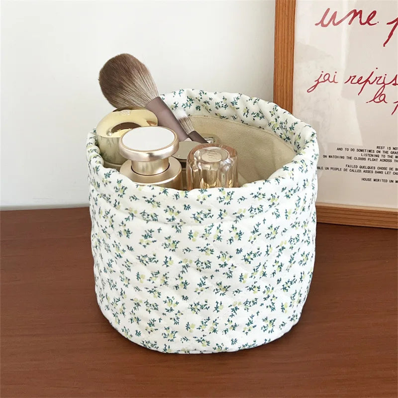 Floral print storage basket - for make-up, toiletries or baby items
