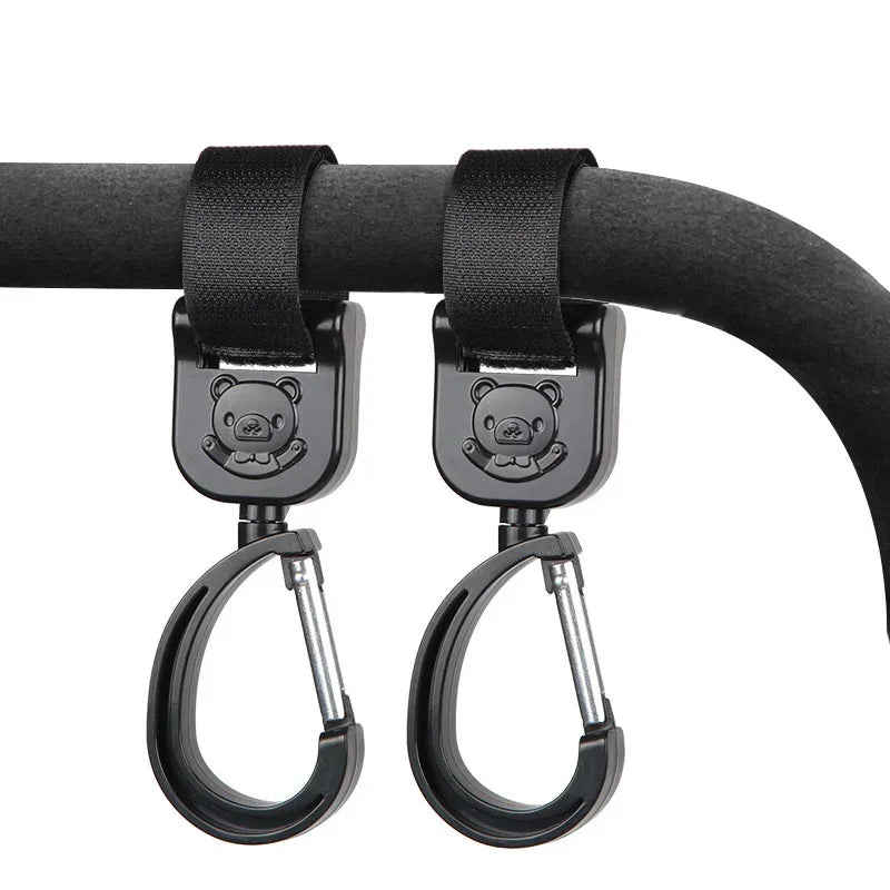 Swivel stroller hooks – universal bag carriers – sturdy hanging hooks for buggies and strollers