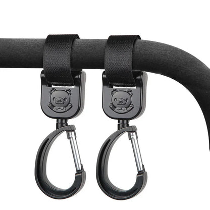 Swivel stroller hooks – universal bag carriers – sturdy hanging hooks for buggies and strollers