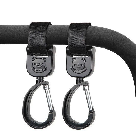 Swivel stroller hooks – universal bag carriers – sturdy hanging hooks for buggies and strollers
