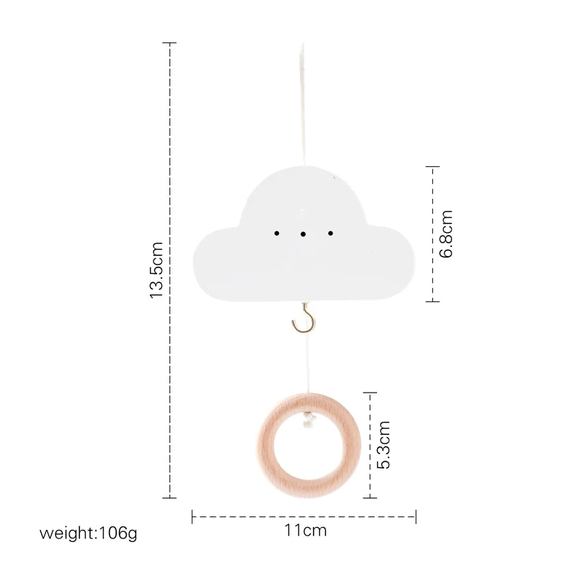 Wooden mobile – with bunnies and playful figures – for a crib or dresser