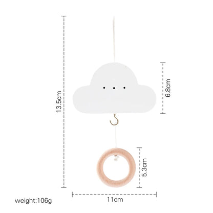 Wooden mobile – with bunnies and playful figures – for a crib or dresser