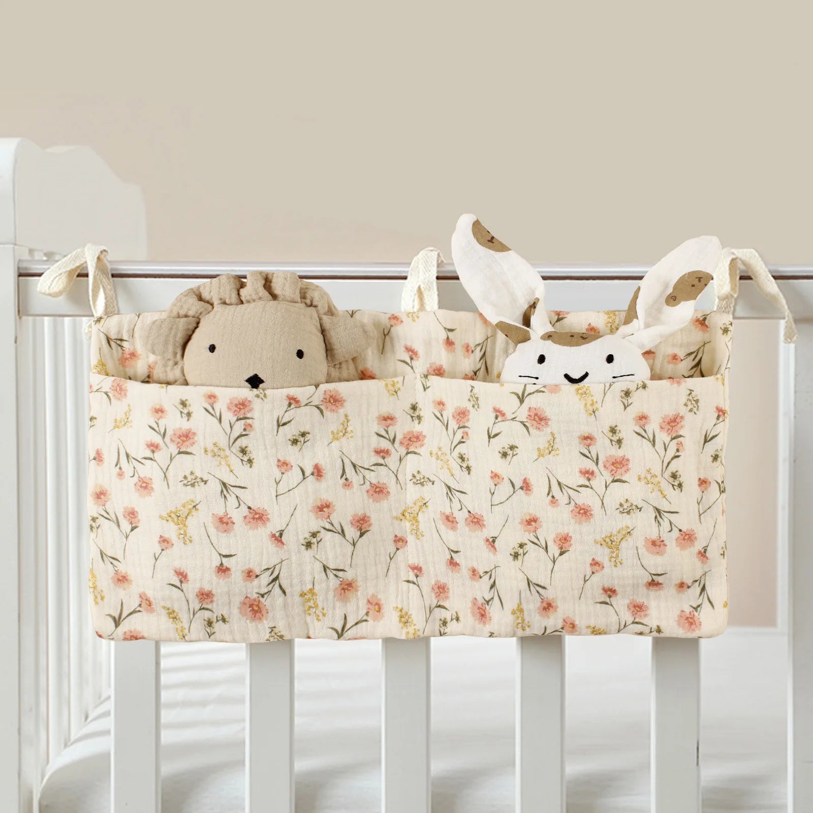 Baby box storage bag – 39x20 cm – double compartments – soft cotton organizer