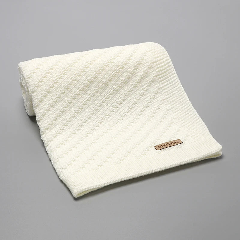 Knitted baby blanket cotton – 90x70 cm – for crib, stroller &amp; swaddle