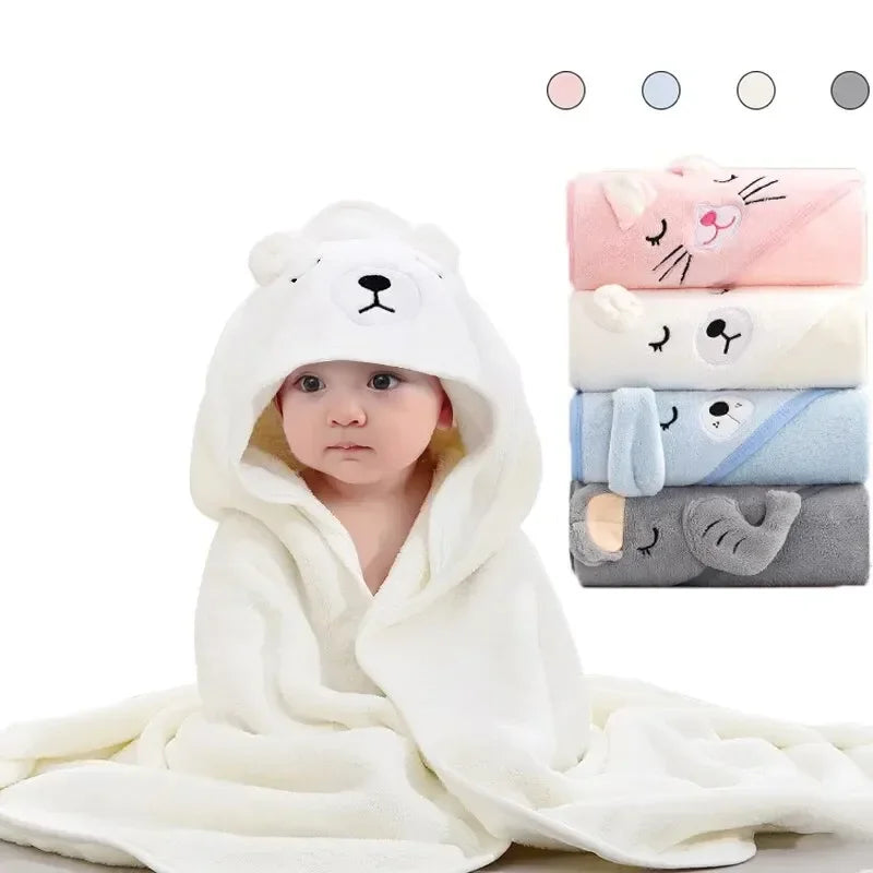 Baby bath cape with hood – 80x80 cm – soft and warm for after a bath