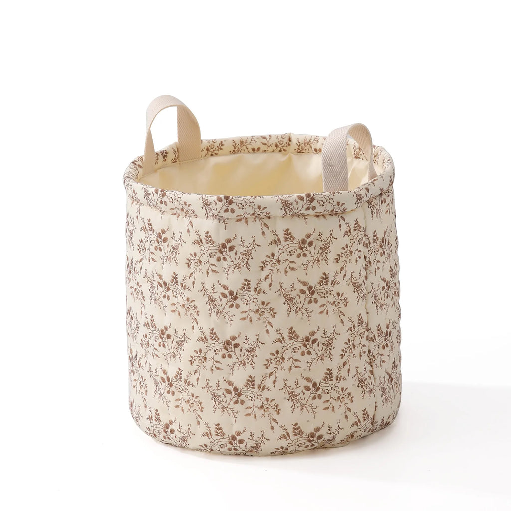 Floral print storage basket – 28x28 cm – cotton basket for diapers, toys &amp; baby items
