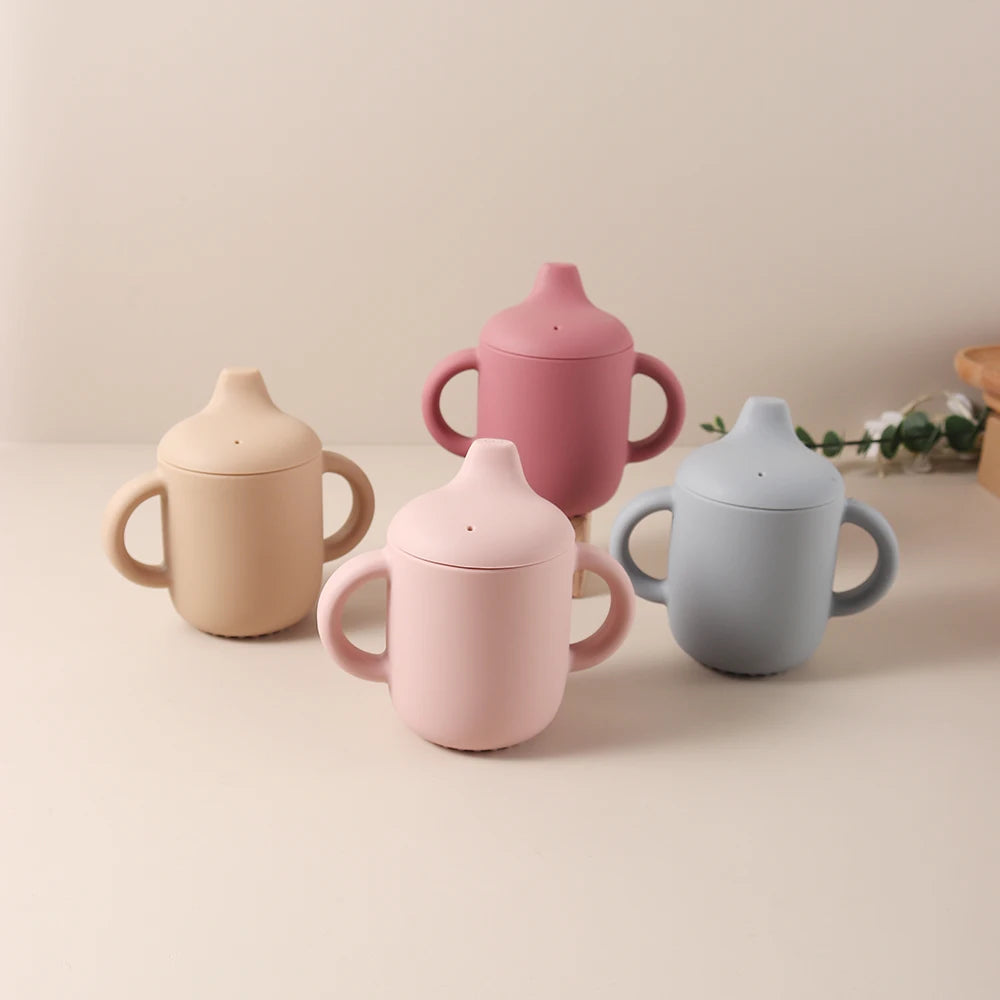 Baby Silicone Sippy Cup 180ml – BPA-Free Drinking Cup with Handles for Learning to Drink