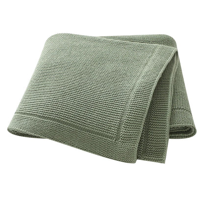Knitted baby blanket cotton – 100x80 cm – for crib, stroller &amp; swaddle