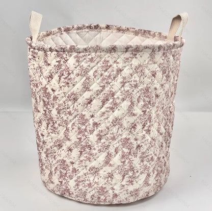 Floral print storage basket – 28x28 cm – cotton basket for diapers, toys &amp; baby items