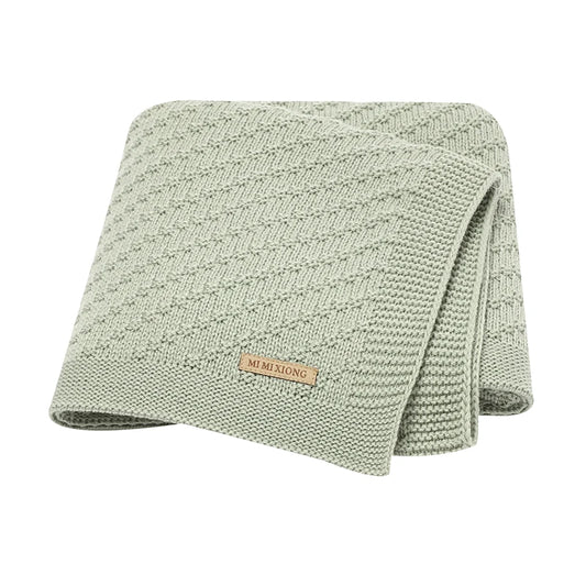 Knitted baby blanket cotton – 90x70 cm – for crib, stroller &amp; swaddle