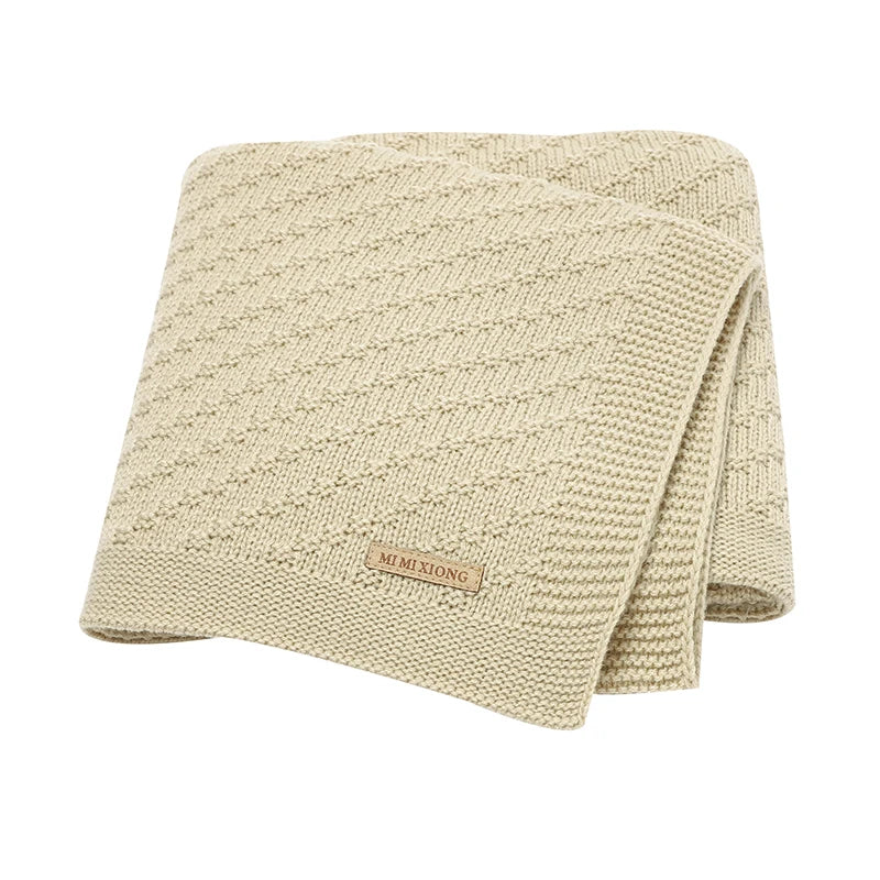 Knitted baby blanket cotton – 90x70 cm – for crib, stroller &amp; swaddle