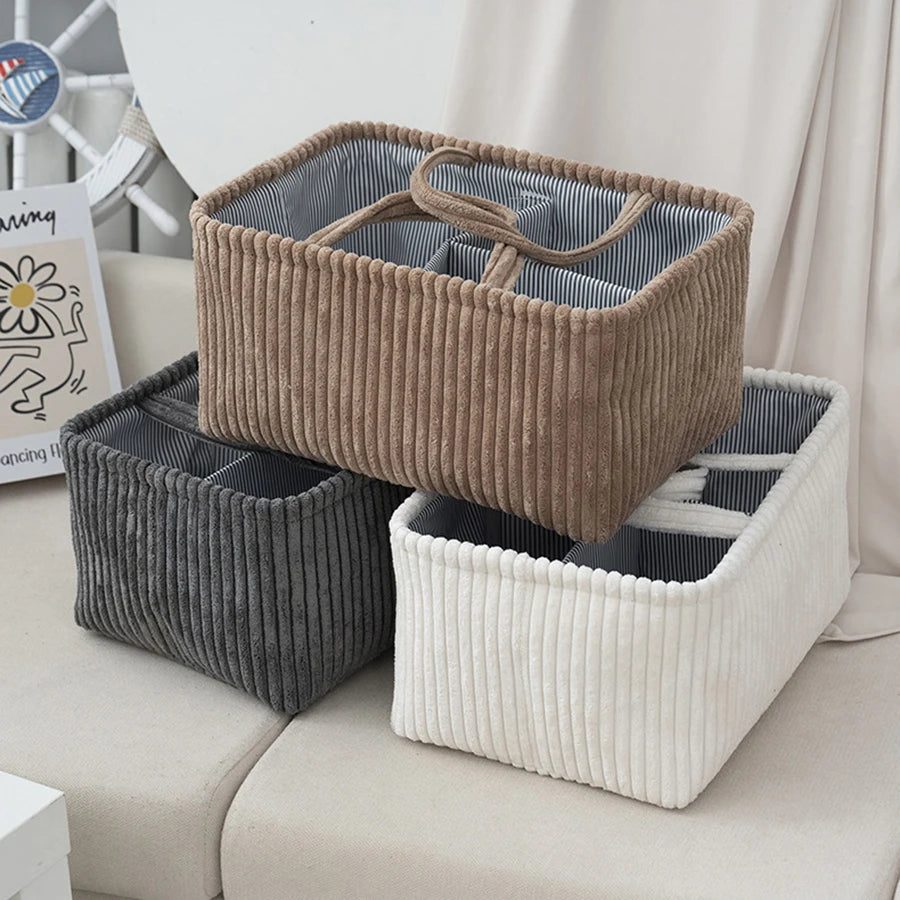 Suede storage basket 38x26 cm – stylish organizer for toys, laundry &amp; baby items