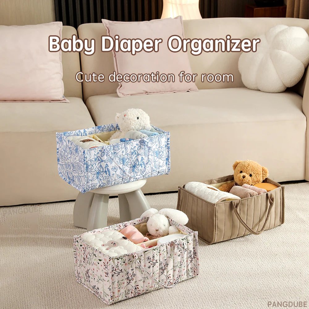 Foldable diaper bag organizer – spacious basket for diapers &amp; baby items – portable &amp; multifunctional