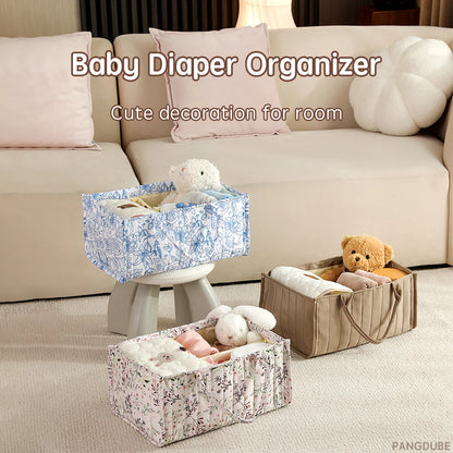 Foldable diaper bag organizer – spacious basket for diapers &amp; baby items – portable &amp; multifunctional
