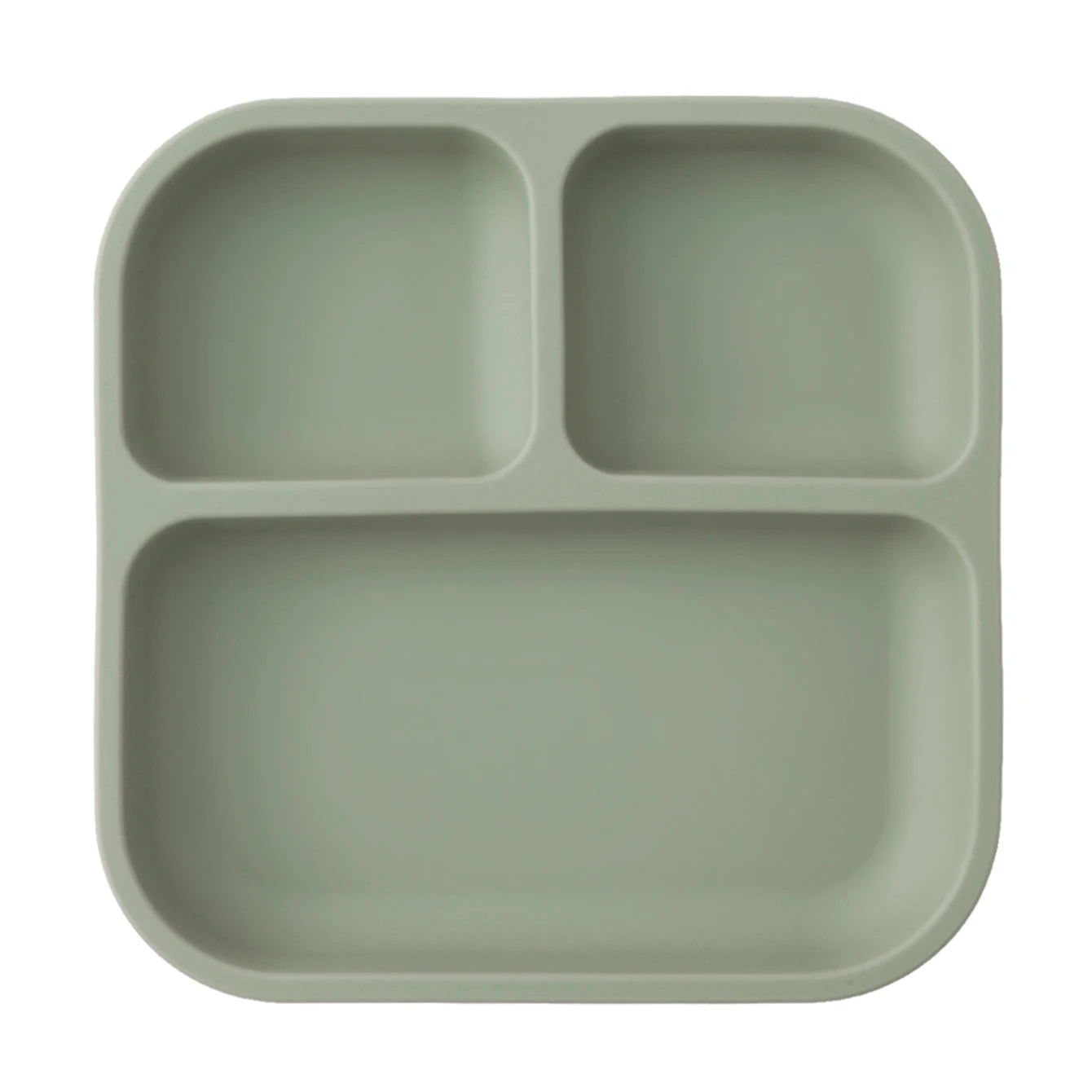 Silicone children's plate with suction cup - square, divided, BPA-free