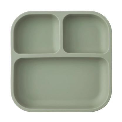 Silicone children's plate with suction cup - square, divided, BPA-free