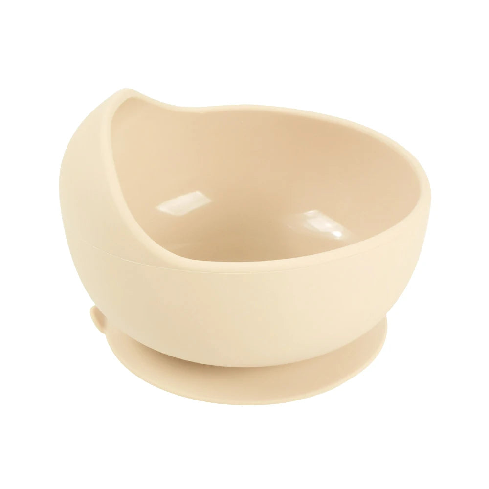 Baby silicone dinner set – plate, bowl, wooden spoon &amp; fork – BPA-free &amp; non-slip